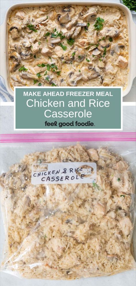 Looking for a great freezer meal? This make-ahead chicken and rice casserole is perfect! It can be made from scratch without soup, making it a great option if you’re looking to avoid processed foods. Easy Chicken And Rice Casserole, Freezing Cooked Rice, Rice Casserole Dishes, Pregnancy Freezer Meals, Freezer Casseroles, Freezer Soups, Gluten Free Freezer Meals, Soup Making, Chicken Freezer Meals