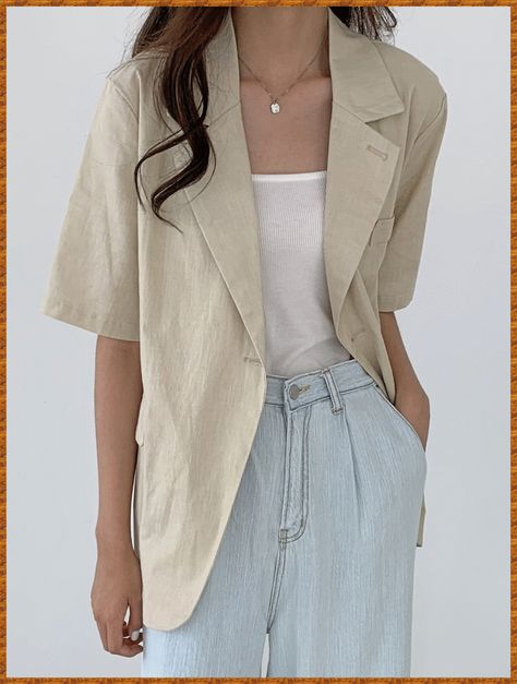 Short Sleeve Blazer Outfit, Shein Wishlist, Hoi An Tailor, Blazer E Short, Blazer Outfits Casual, Women Blazers, Women Suits, Single Button Blazer, Trendy Chic