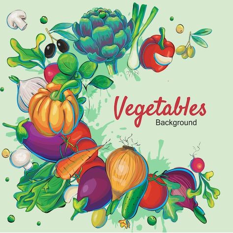 Kitchen Murals, Vegetable Background, Vegetables Photography, Recipe Book Diy, Background Food, Bottle Design Packaging, Flower Outline, Art Poster Design, Design Wallpaper