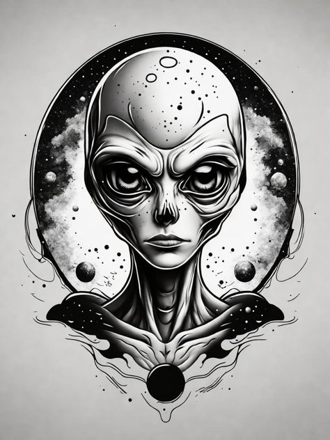 Alien Drawing Sketches, Alien Tattoo Ideas, Alien Tattoos, Space Tattoo Sleeve, Futurama Bender, Alien Hand, Art Ethereal, Alien Drawings, Egypt Tattoo