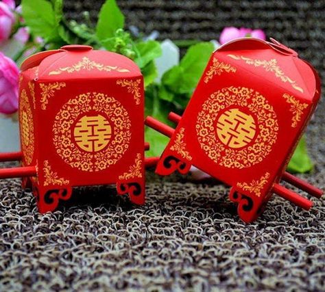 Cute Chinese Wedding Candy Boxes, Asian Party Decorations, Sedan Chair, Chinese Party, Asian Party, Baby Shower Box, Traditional Chinese Wedding, Chinese Theme, Chocolate Wedding Favors, Wedding Candy Boxes