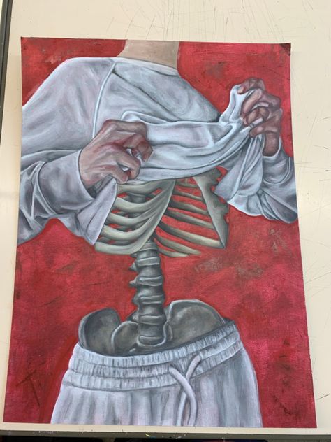 Flesh And Bone, Bone Art, Gcse Art, Art Inspiration Drawing, Portrait Painting, Bones, Acrylic Painting, Canvas Painting, Oil Painting