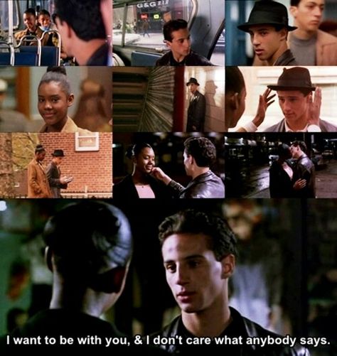 Omg...these scenes gave me the butterflies when I was younger. Still probably do! I love this movie! A Bronx Tale; Jane & Calogero (Taral Hicks & Lillo Brancato) Jane And Calogero, A Bronx Tale Calogero And Jane, A Bronx Tale, Swirl Couples, Romantic Dream, Me Against The World, Interacial Couples, Interracial Love, Movie Couples