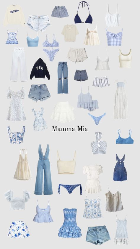 #mammamia Cute Holiday Outfits Summer, Costal Granddaughter Dress, Mama Mia Themed Outfits, Summer Theme Outfit, Mamma Mia Themed Outfits, Momma Mia Outfits, Mamma Mia Clothes, Blue Themed Outfits, Mamma Mia Fashion