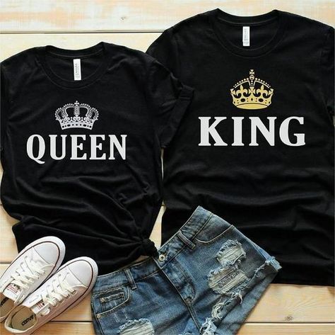 Couple Shirts King Queen Shirts, Funny Couple Shirts, Queen Shirt, Couples Outfit, King Shirt, Queen Shirts, Couple Shirt, Matching Couple Shirts, Queen Crown