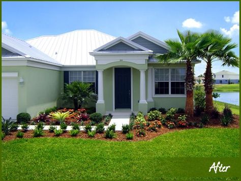 Florida Landscaping Ideas | South+Florida+Tropical+Landscaping+Ideas | Free Landscape Design in ... Ranch House Landscaping, Simple Landscape Design, Free Landscape Design, Patio Grande, Florida Landscaping, Modern Front Yard, Small Front Yard Landscaping, Small Front Yard, Plans Architecture