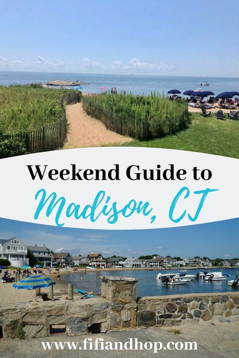 Madison CT weekend guide | Madison is like a little slice of Cape Cod or Martha's Vineyard, only in Connecticut just a few hours from NYC. A gem of a town, here is our guide to what to do, where to go, beaches and restaurants. #madisonct #madison #connecticut #ct #beachtown #travel #familytravel Madison Connecticut, Madison Ct, Connecticut Travel, New England Road Trip, England Trip, Long Island Sound, New England Travel, Martha's Vineyard, Travel Articles