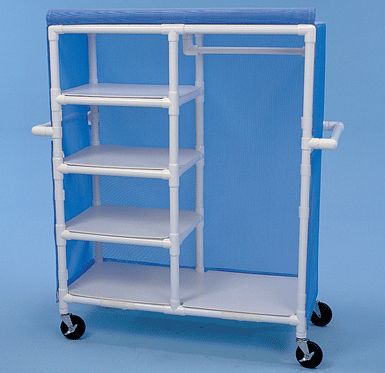 Linen cart with 3 small and 1 large shelf Linen Closet Diy, Pvc Pipe Furniture, Pvc Pipe Ideas, Pvc Furniture, Closet Diy, Pvc Pipe Crafts, Laundry Cart, Pvc Pipe Projects, Pvc Projects