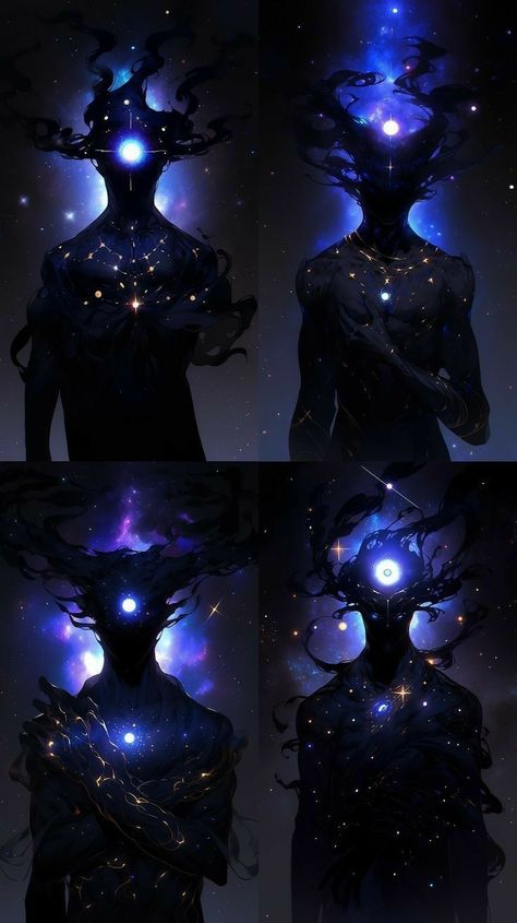 Star Monster Art, Galactic Character Design, Astral Creature, Void Entity, Void Character Design, Dnd Celestial, Cosmic Oc, Celestial Oc, Gravity Magic