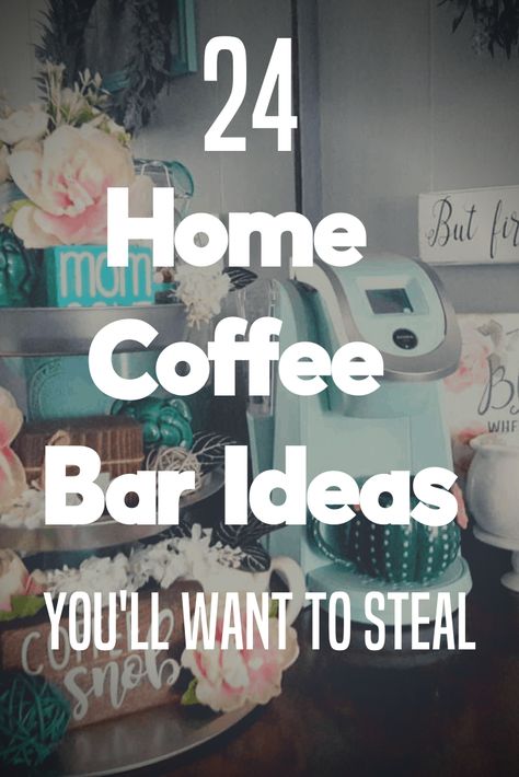 DIY Coffee bar ideas are a great way to save money by allowing yourself to fully enjoy your morning cup and stay in. Swank up your home with these great coffee station ideas #swankyden #coffee #coffeebar Am Pm Coffee Wine Bar, Coffee Mug Wall Rack, Keurig Coffee Station, Diy Coffee Bar Ideas, Decorative Kitchen Canisters, Home Coffee Bar Ideas, Rainbow Bagels, Home Coffee Station, Unicorn Frappuccino