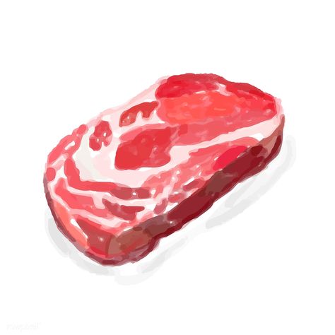 Hand drawn meat product watercolor style Meat Illustration, Meat Drawing, Tropical Fruit Pattern, Meat Art, Dessert Illustration, Healthy Vegetarian Dinner, Meat Steak, Meat Appetizers, Illustration Food