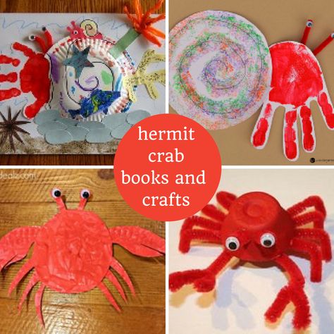 Crab Craft Preschool, Books And Crafts For Kids, Bristle Worm, Hermit Crab Crafts, Sharing A Shell, Book Themed Crafts, Eric Carle Crafts, Books And Crafts, Julia Donaldson