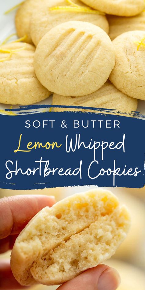 Whipped Shortbread, Lemon Shortbread, Lemon Shortbread Cookies, Whipped Shortbread Cookies, Lemon Cookies Recipes, Cookie Recipes Homemade, Shortbread Cookie Recipe, Southern Kitchen, Soft Sugar Cookies