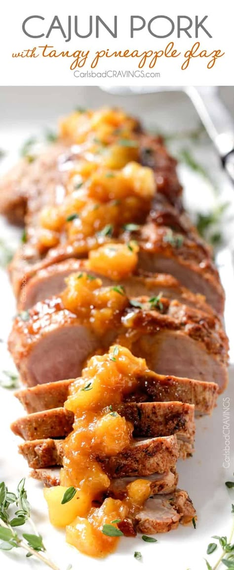 Cajun Pork, Easy Company, Pineapple Glaze, Pineapple Sauce, Pineapple Pork, Carlsbad Cravings, Pork Ham, Pork Glaze, Pineapple Recipes