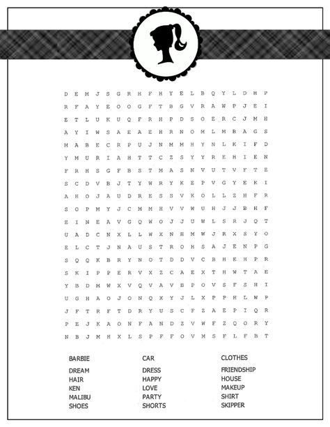 http://snippetsofdesign.com/shades-of-blue-barbie-party-printables/ Barbie Theme Party Games, Barbie Themed Games, Barbie Subject Template, Barbie Word Search, Barbie Bingo Free Printable, Diy Barbie Party Decorations Free Printable, Barbie Book Printables, Barbie Birthday Free Printables, Barbie Party Games