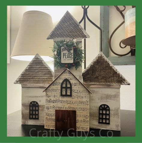 Dollar Tree Wooden Arrow Crafts, Dollar Tree Wooden Houses Craft, Dollar Tree House Crafts, Wood Churches Diy, Arrow Crafts, Wooden Churches, Craft Challenge, Wood Arrow, Dollar Tree Hacks