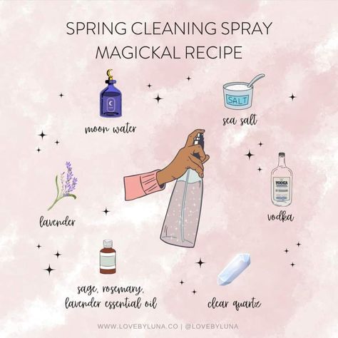 Witch Spring, Essential Oil Spray Recipes, Room Spray Recipe, Witchy Room, Magical Room, Spells For Beginners, Cleansing Spray, Essential Oil Diffuser Blends Recipes, Wiccan Magic