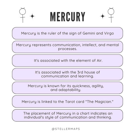 Personalized Mercury Astrology Report Communication & Mind Insights; Mercury, the planet of communication, intellect, and reasoning, is a powerful force in shaping how you express yourself, think, and learn. Understanding Mercury's influence in your astrological chart is not just about gaining insights; it's about empowering yourself with the knowledge of your unique mental processes, communication style, and learning preferences. Mercury Witchcraft, Mercury Astrology, Mercury Facts, Planet Astrology, Mercury Planet, Astrological Chart, Mercury Sign, Astrology Meaning, Astrology Planets