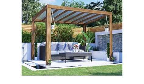 Dunster House Pergola with Roof 3.5 x 2.5 Metres Pressure Treated Wooden Garden Canopy TerraCube Corner Gazebo, House Pergola, Small Garden Office, Small Summer House, Garden Office Shed, Plant Frame, Corner Log Cabins, Summer House Garden, Wooden Gazebo