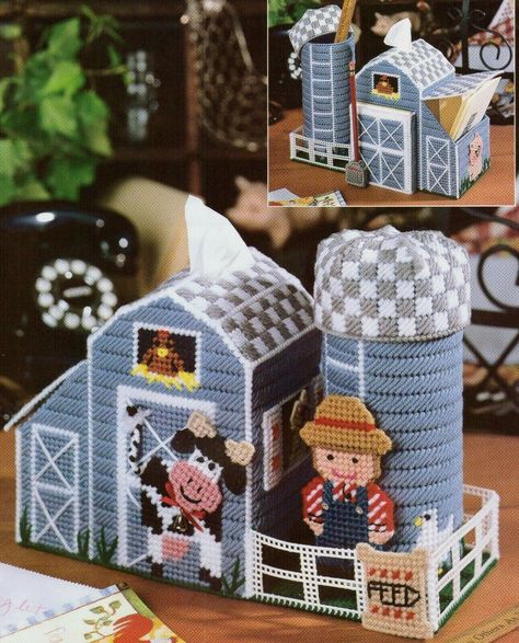 FARMYARD DESK ORGANIZER TISSUE COVER & MORE PLASTIC CANVAS PATTERN INSTRUCTIONS | eBay Bless Our Home, Plastic Canvas Coasters, Plastic Canvas Pattern, Plastic Canvas Ornaments, Crafts Sewing Patterns, Needlework Crafts, Plastic Canvas Tissue Boxes, Plastic Canvas Patterns Free, No Place Like Home