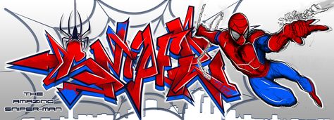 Sniper - by Sniper7 - Graffiti Design inspired by Spider Man Spiderman Graffiti Art, Spider Man Graffiti, Spider Graffiti, Spiderman Man, Spaider Man, Kids Bedroom Walls, Neon Artwork, Comic Manga, Graffiti Wallpaper