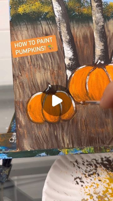 Emily Seilhamer on Instagram: "[clip] Painting pumpkins! 🎨🍂 #easypainting #howto #pumpkins #pumpkinpatch #beginnerfriendly" Pumpkin Patch Painting On Canvas, Fall Acrylic Painting Ideas, Painting Pumpkins, Forest Painting, Autumn Painting, Painted Pumpkins, Easy Paintings, Art Original, Pumpkin Patch