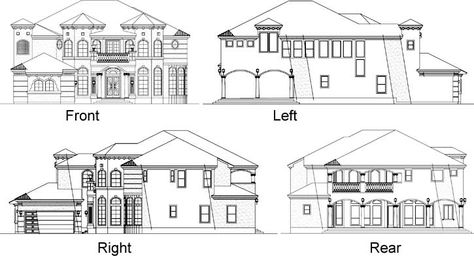 Rear Elevation Plan: 63-524 Florida Style House Plans, Mediterranean House Plan, Mediterranean Style House, Rear Elevation, Mediterranean Style House Plans, Elevation Plan, Mediterranean House Plans, Garage Floor Plans, Monster House Plans