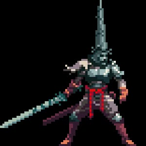 The Penitent One is the player character and main protagonist of Blasphemous and the associated prequel comic, Blasphemous: The Kneeling. He wears silver plated armor and his design is based on traditional Catholic precepts, such as the red cord or cincture he wears around his waist and his distinct capirote-like pointed helmet. He has no dialogue as he has made a vow of silence as his penance. The Penitent One carries a unique sword, the Mea Culpa. Its hilt has an emblem of El Retorcido and its Blasphemous Game, The Penitent One, Plated Armor, Penitent One, Goya Paintings, Vow Of Silence, Medieval Drawings, Pixel Characters, Iron Man Art