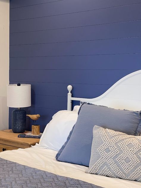 BLUE NOVA COLOR REVIEW: Benjamin Moore's 2024 Color of the Year - Kylie M Interiors Medium Blue Paint Colors, Benjamin Moore Wythe Blue, Benjamin Moore Bedroom, Dark Blue Paint Color, Navy Blue Paint Colors, Kylie M Interiors, Benjamin Moore Blue, Blue Nova, Luxury Hotel Bedroom