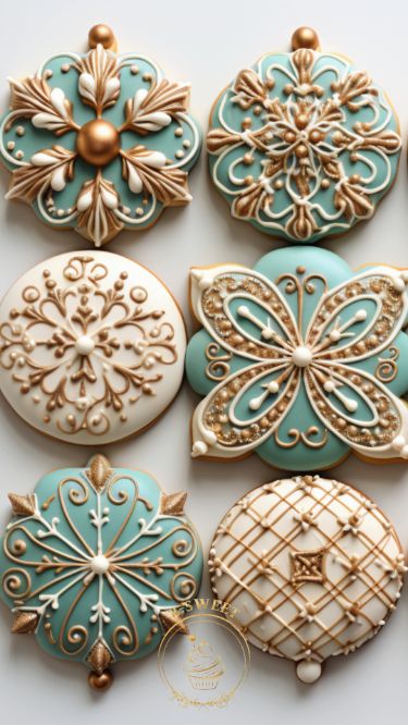 Victorian Cookies Decorated, Elegant Christmas Cookies Royal Icing, Elegant Christmas Cookies Decorated, Ornament Cookies Royal Icing, Luxury Pastries, Elegant Christmas Cookies, Fancy Christmas Cookies, Gold Icing, Icing Biscuits