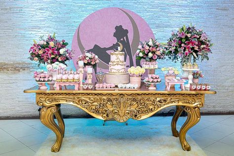 15th Birthday Party / Theme: Sailor Moon | CatchMyParty.com Sailor Moon Party Ideas, Sailor Moon Birthday Party, Moon Party Ideas, Moon Wedding Theme, Moon Birthday Party, Moon Baby Shower Theme, Sailor Moon Cakes, Sailor Moon Tumblr, Sailor Moon Party