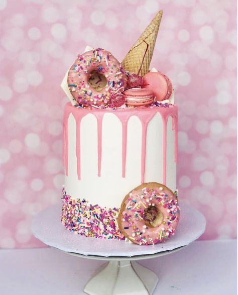 Pink Sprinkle Donut Cake, Too Sweet Birthday Cake, Donut Party Cake Ideas, Donut Sprinkle Cake, 2 Sweet Cake Ideas, Sweet One Theme Cake, 4ever Sweet Birthday Cake, Two Sweet Theme Cake, Donut And Ice Cream Birthday Cake