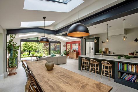 Kitchen Extensions, Kitchen Diner Extension, House Extension Plans, Open Plan Kitchen Dining Living, Open Kitchen And Living Room, Open Plan Kitchen Diner, Bungalow Renovation, Open Plan Kitchen Dining, Renovation Inspiration