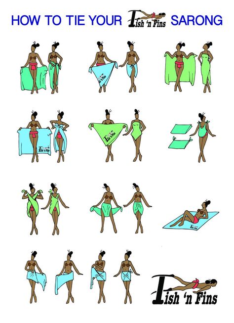 Sarong Wrap Ideas, Tie A Sarong Dress, Different Ways To Wear A Sarong, How To Tie A Scarf Into A Skirt, How To Wear A Sarong As A Skirt, Different Ways To Tie A Sarong, How To Tie A Beach Wrap Skirt, How To Tie A Scarf Around Your Waist, Ways To Wear Sarong