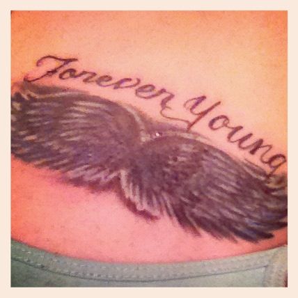 My chest piece. Forever young by rod Stewart was the first song I was taught on piano by my mom. Rod Stewart, Chest Piece, Song One, Forever Young, Tattoos And Piercings, My Mom, I Tattoo, Tattoo Quotes, Piercings