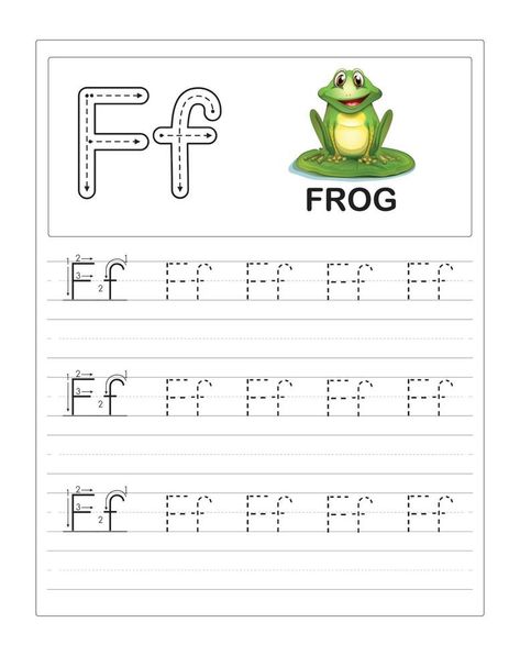 Children's Colorful Alphabet tracing practice worksheets, F is for Frog Frog Worksheets Preschool, Frog Worksheet, F Is For Frog, Colorful Alphabet, Tracing Practice, Learning Binder, Frog Frog, Number Tracing, Alphabet Tracing