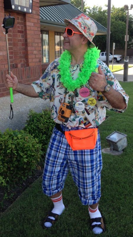 Jimmy Buffett Concert Attire. like this Tropical Tourist Outfit is overflowing our clothing racks at Dallas Vintage Shop. Nobody has more Jimmy Buffett Festival and Concert Costume Ideas than us.  We have the most incredible collection of Jimmy Buffett Concert Attire, Jimmy Buffett Parrothead Costumes, Jimmy Buffett Tropical Clothing, Hawaiian Shirts, Leis, Parrot Hats and Pirate Costumes in stock. The Jimmy Buffett Concert Attire, shown here, is just one fun outfit you will be able to create fr Funny Hawaiian Costume, Jimmy Buffet Halloween Costume, Florida Retiree Costume, Florida Tourist Costume, Jimmy Buffet Costume, Tacky Tuesday Outfits, Florida Costume, Jimmy Buffett Concert Outfit, Beach Party Costume