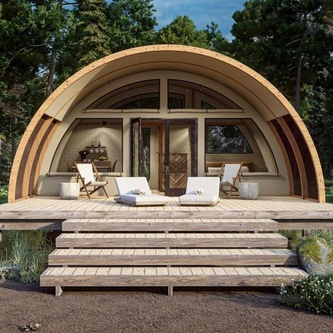 Luxury Permanent Tents By Tentickle Tents Permanent Tent, Luxury Mobile Homes, Resort Design Plan, Quonset Homes, Quonset Hut Homes, Pool Cabanas, Hut House, Tent Living, Quonset Hut