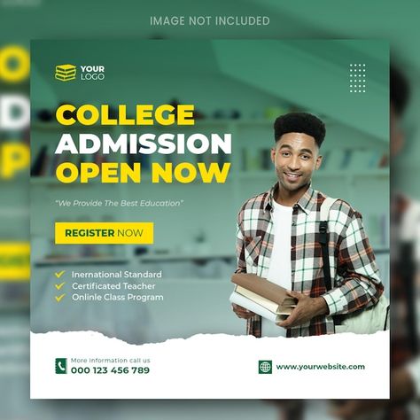 College Poster, Admissions Poster, Admission Open, School Admissions, Logo Psd, Technology Icon, College Admission, Card Banner, Online School