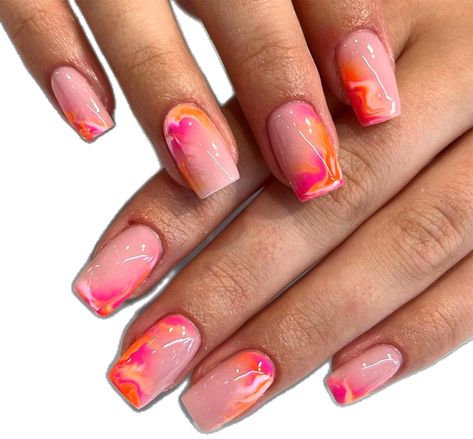 Pink And Yellow Nail Designs, Nails Medium Square, Square Press On Nails, Fun Nail Colors, Bright Summer Nails, Ombre Acrylic Nails, Vacation Nails, Stick On Nails, Nail Art Hacks