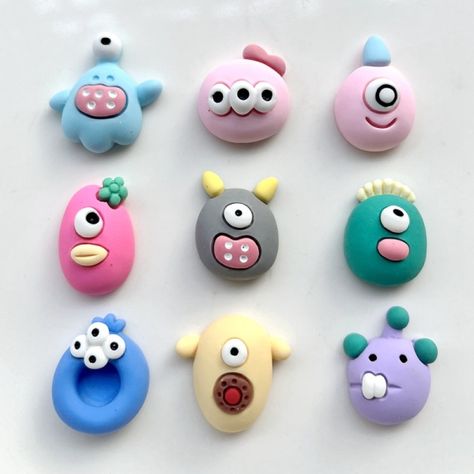 Clay Monsters Cute, Monster Clay, Eye Monster, Steam Art, Clay Monsters, Clay Inspo, Clay Crafts For Kids, Cartoon Eyes, Polymer Clay Flowers