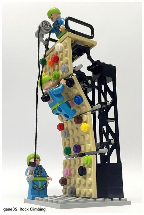 Rock Climbing | by gene 3S                                                                                                                                                                                 More Lego Gym Equipment, Lego Park, Lego Design Ideas, Lego Hacks, Easy Lego Creations, Instructions Lego, Lego Furniture, Lego Challenge, Lego Diy