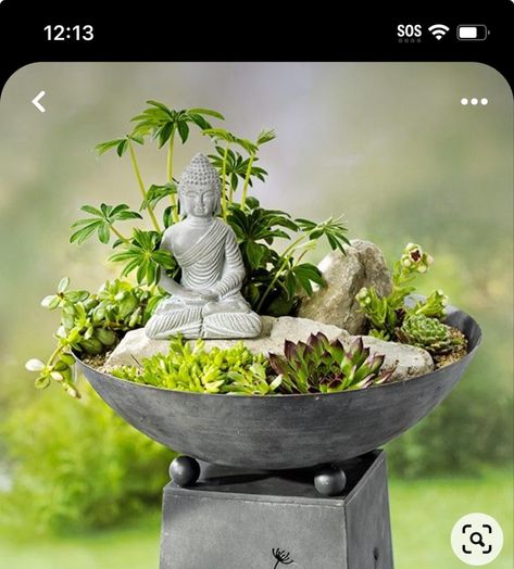 Buddha Zen Garden, Miniature Zen Garden, Meditation Buddha, Mini Zen Garden, Buddha Garden, Zen Garden Design, Succulent Garden Design, Plantas Bonsai, Meditation Garden