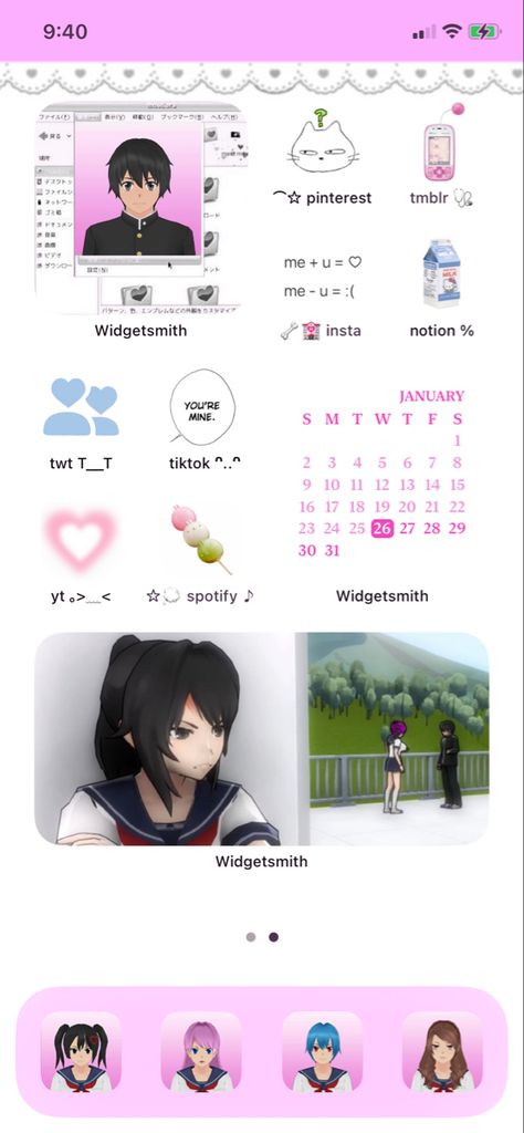 Yandere Simulator Phone Theme, Yandere Phone Theme, Yandere Simulator Widget, Yandere Homescreen, Yandere Simulator Wallpaper Iphone, Yandere Simulator Aesthetic, Yandere Simulator Wallpaper, Yandere Wallpaper, Yendere Simulator