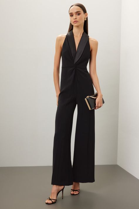 Rent Black Tuxedo Jumpsuit by Lauren Ralph Lauren for $45 only at Rent the Runway. Ysl Jumpsuit Perfume, Ralph Lauren Black Jumpsuit, Saint Laurent Jumpsuit, Elegant Black V-neck Strapless Jumpsuit, Black V-neck Jumpsuit With Ruffles, Tuxedo Jumpsuit, Wedding Guest Looks, Black Tuxedo, Rent The Runway