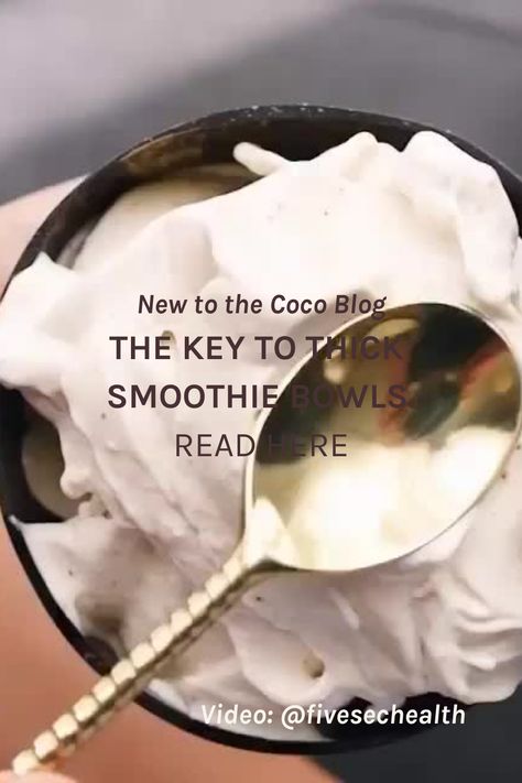 THE KEY TO THICK SMOOTHIE BOWLS Coconut Smoothie Bowl Recipe, Coconut Base Smoothie Bowl, Smoothie Bowl Base, Perfect Smoothie Bowl, Thick Smoothie, Coconut Smoothie Bowl, Smoothie Bowl Ingredients, Protein Smoothie Bowl, Smoothie King