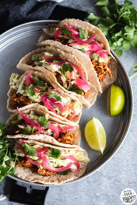 Chicken Tacos With Slaw, Gluten Free Bbq Chicken, Tacos With Coleslaw, Paleo Bbq Chicken, Simple Coleslaw, Tacos With Slaw, Bbq Chicken Tacos, Culinary Basics, Paleo Bbq