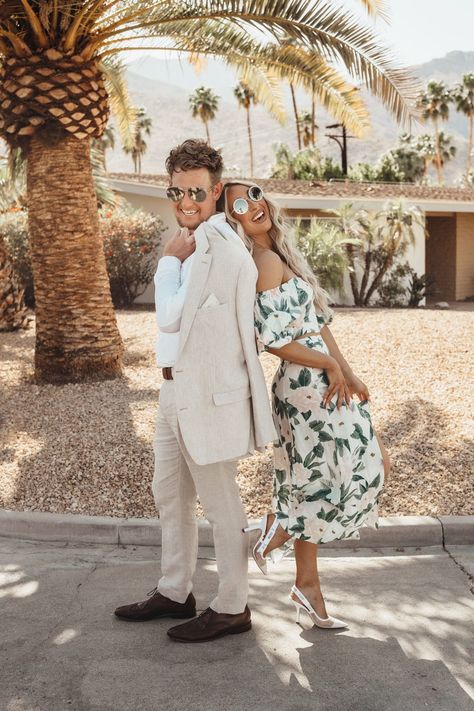 Palm Springs Photoshoot, Palm Springs Outfit, Magazine Shoot, Engagement Pictures Poses, Family Pic, May Weddings, Pictures Poses, Spring Engagement, Famous Couples