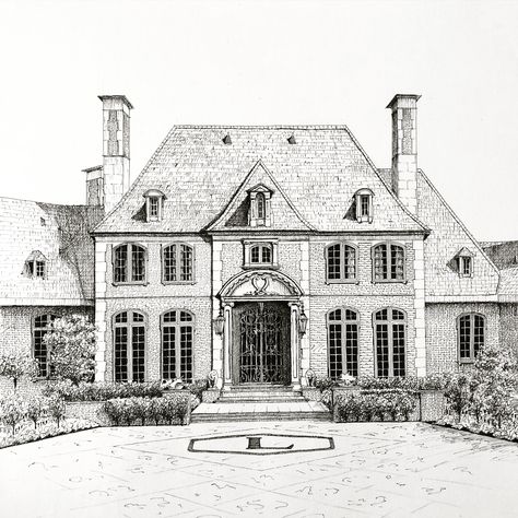 Mansion House Drawing, Realistic House Drawing, Mansion Drawing Reference, London House Drawing, Art Buildings Drawings Architecture, Vintage Building Drawing, Old Buildings Drawings, Old Buildings Sketch, Mansion Drawing Easy