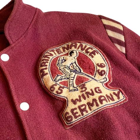 BLUEJEAN BOP VINTAGE CLOTHING on Instagram: “for sale !  60s wool letterman varsity jacket” Varsity Jacket Outfit, Men's Outerwear, Vintage Photo, Mens Outerwear, Chain Stitch, Vintage Photos, Vintage Clothing, Art Style, Varsity Jacket